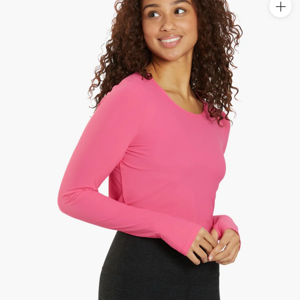 Women's Pink And Blue Set Of Cropped Long Sleeve Workout Top With Back Cutout